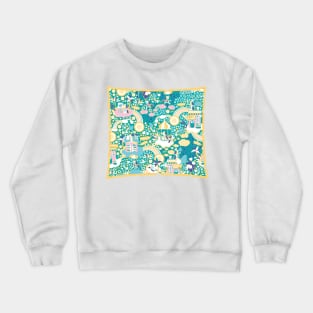 The secret map of Unicorns Village I // turquoise background Crewneck Sweatshirt